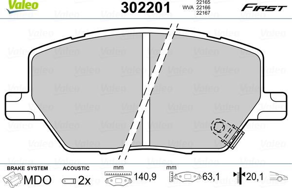 Valeo 302201 - Kit pastiglie freno, Freno a disco www.autoricambit.com