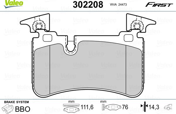 Valeo 302208 - Kit pastiglie freno, Freno a disco www.autoricambit.com