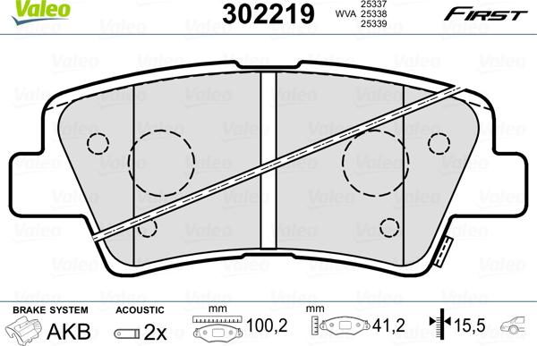 Valeo 302219 - Kit pastiglie freno, Freno a disco www.autoricambit.com