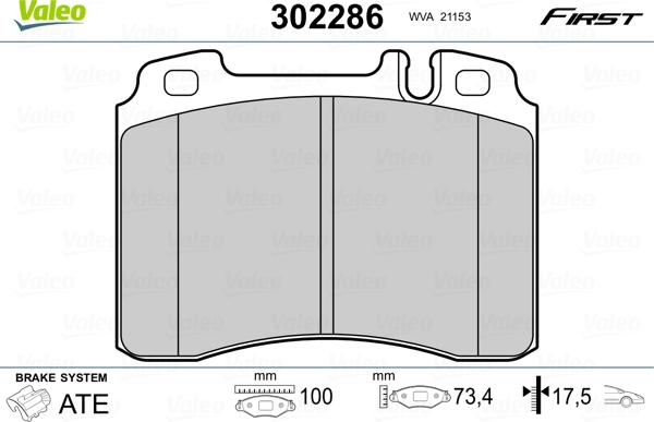 Valeo 302286 - Kit pastiglie freno, Freno a disco www.autoricambit.com