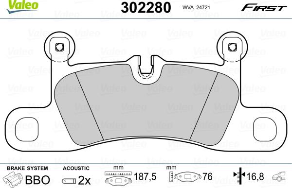 Valeo 302280 - Kit pastiglie freno, Freno a disco www.autoricambit.com