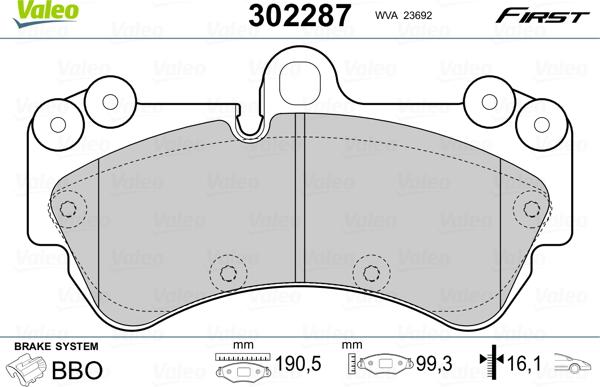 Valeo 302287 - Kit pastiglie freno, Freno a disco www.autoricambit.com