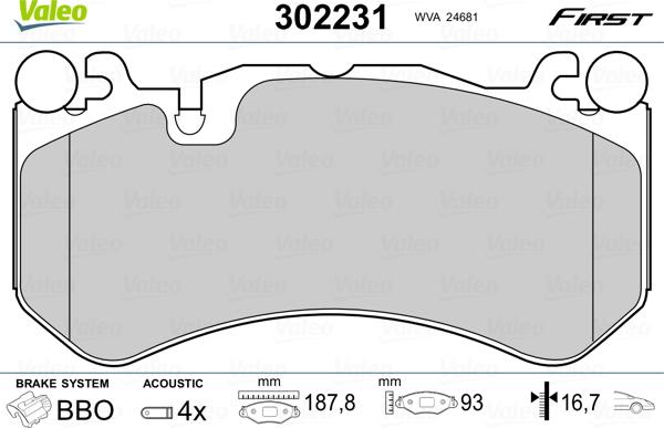 Valeo 302231 - Kit pastiglie freno, Freno a disco www.autoricambit.com