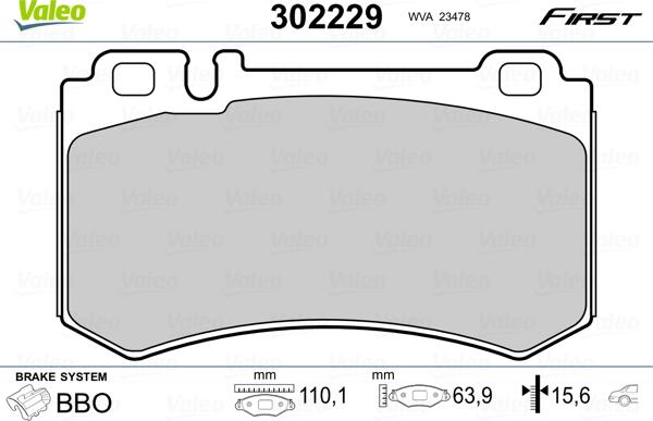 Valeo 302229 - Kit pastiglie freno, Freno a disco www.autoricambit.com