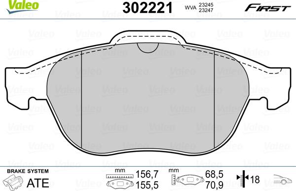 Valeo 302221 - Kit pastiglie freno, Freno a disco www.autoricambit.com