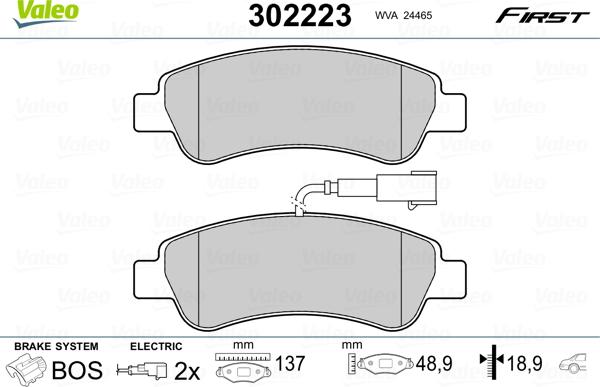 Valeo 302223 - Kit pastiglie freno, Freno a disco www.autoricambit.com