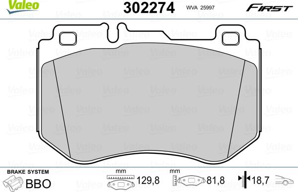 Valeo 302274 - Kit pastiglie freno, Freno a disco www.autoricambit.com