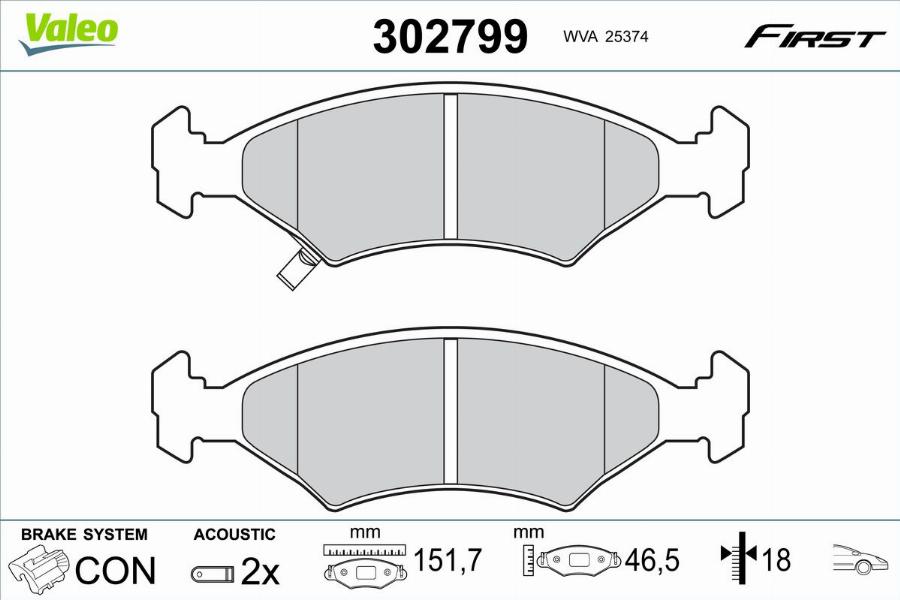 Valeo 302799 - Kit pastiglie freno, Freno a disco www.autoricambit.com