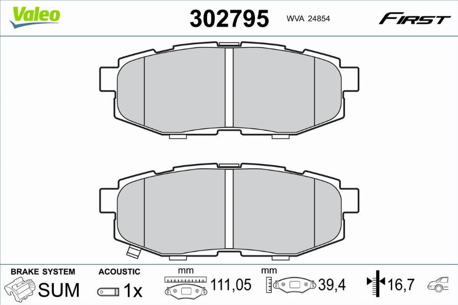 Valeo 302795 - Kit pastiglie freno, Freno a disco www.autoricambit.com