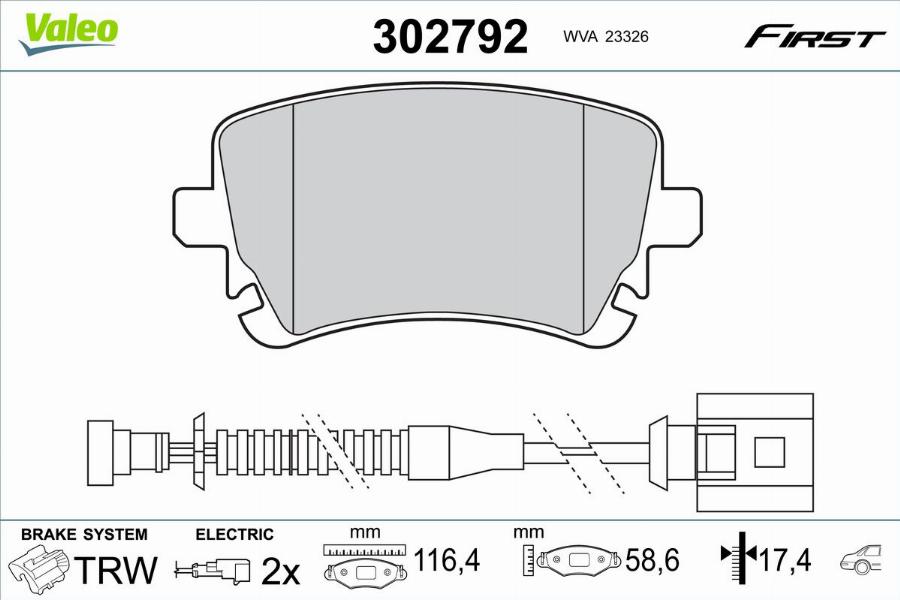 Valeo 302792 - Kit pastiglie freno, Freno a disco www.autoricambit.com