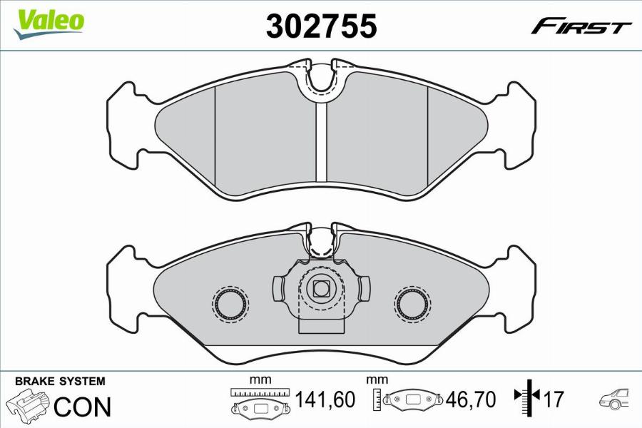 Valeo 302755 - Kit pastiglie freno, Freno a disco www.autoricambit.com