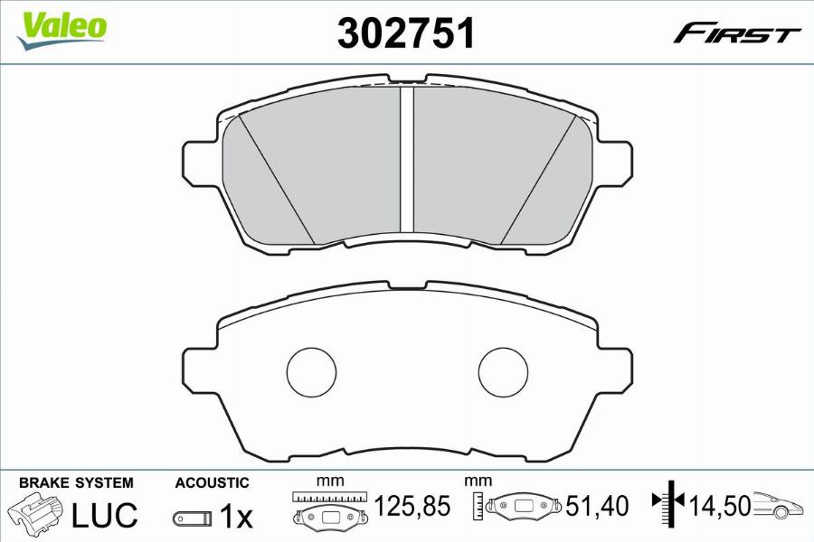 Valeo 302751 - Kit pastiglie freno, Freno a disco www.autoricambit.com