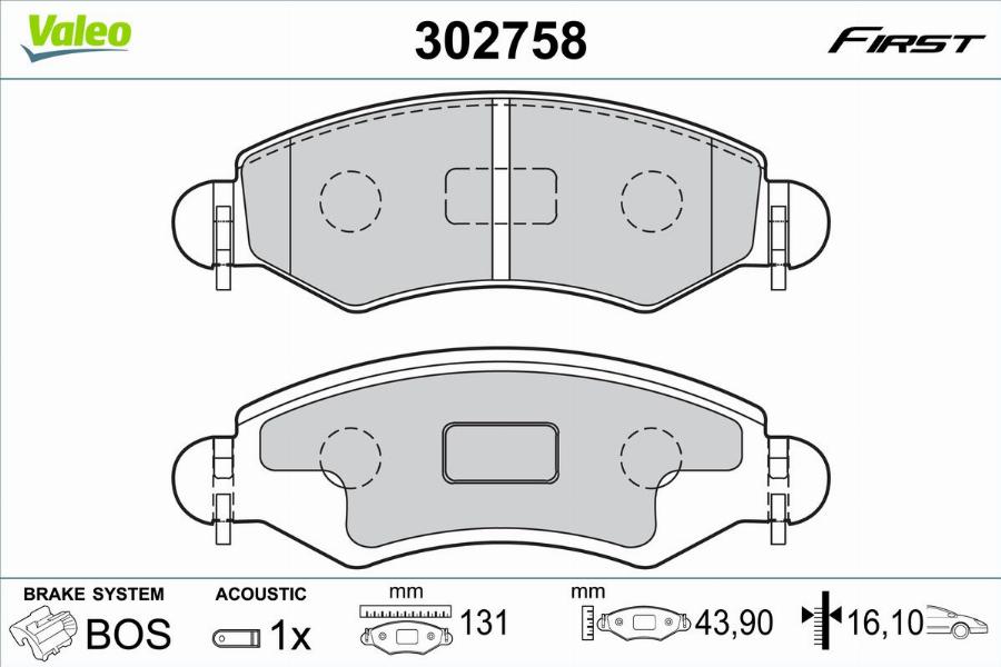 Valeo 302758 - Kit pastiglie freno, Freno a disco www.autoricambit.com