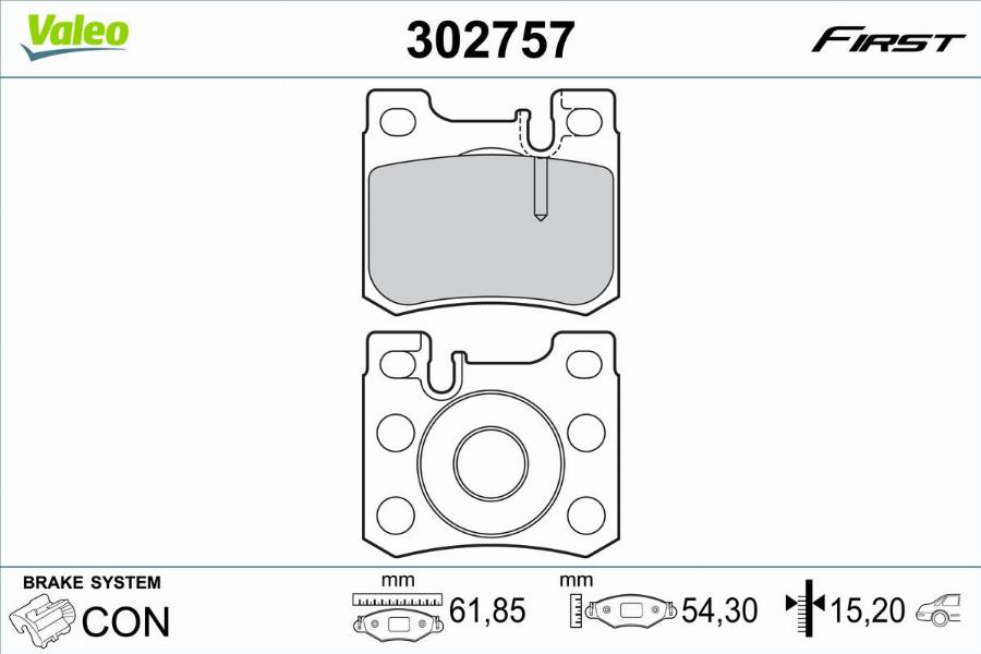 Valeo 302757 - Kit pastiglie freno, Freno a disco www.autoricambit.com