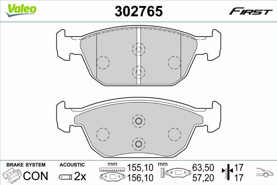 Valeo 302765 - Kit pastiglie freno, Freno a disco www.autoricambit.com