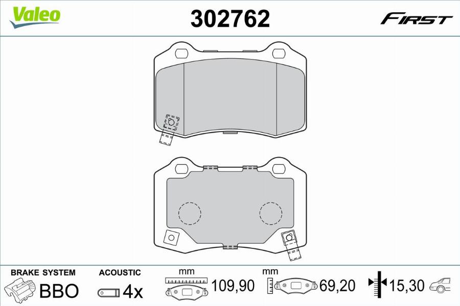 Valeo 302762 - Kit pastiglie freno, Freno a disco www.autoricambit.com