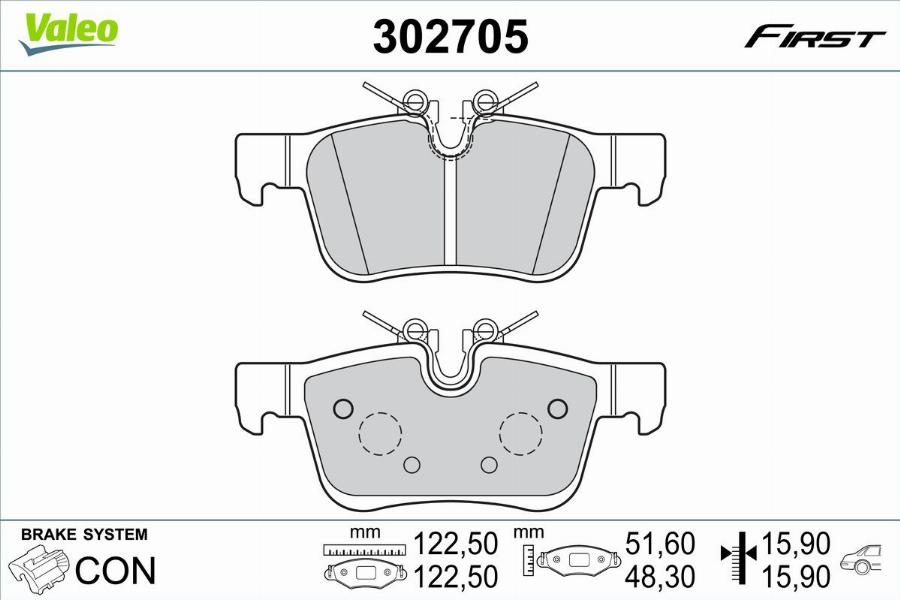 Valeo 302705 - Kit pastiglie freno, Freno a disco www.autoricambit.com