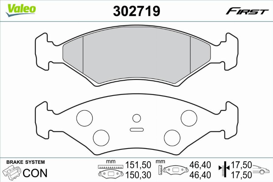 Valeo 302719 - Kit pastiglie freno, Freno a disco www.autoricambit.com