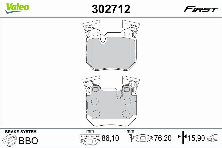 Valeo 302712 - Kit pastiglie freno, Freno a disco www.autoricambit.com