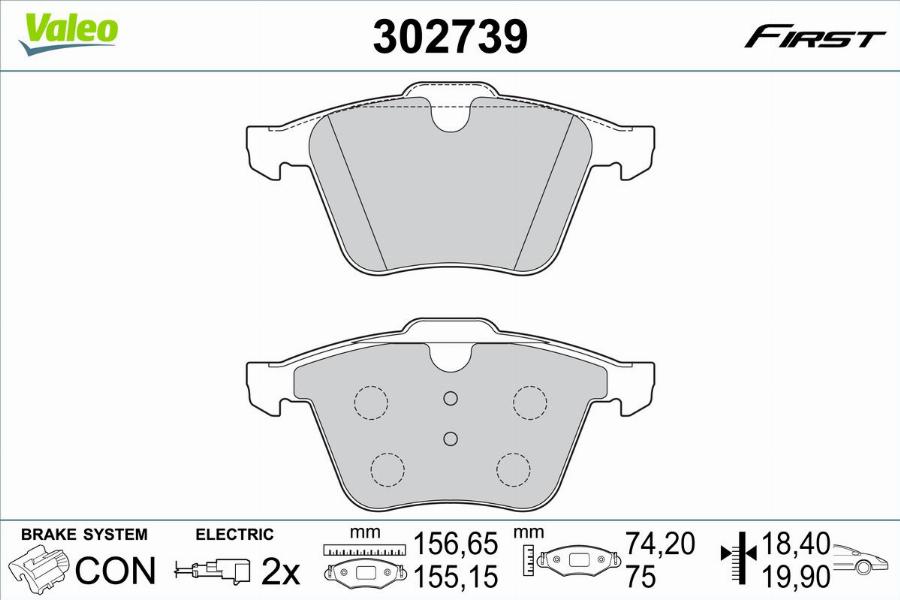 Valeo 302739 - Kit pastiglie freno, Freno a disco www.autoricambit.com