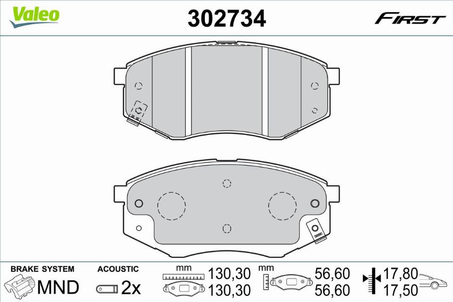 Valeo 302734 - Kit pastiglie freno, Freno a disco www.autoricambit.com