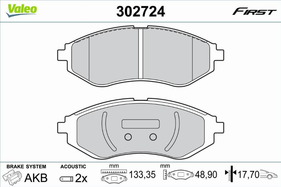 Valeo 302724 - Kit pastiglie freno, Freno a disco www.autoricambit.com