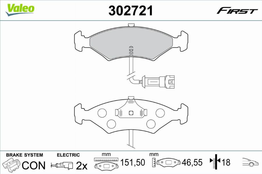 Valeo 302721 - Kit pastiglie freno, Freno a disco www.autoricambit.com