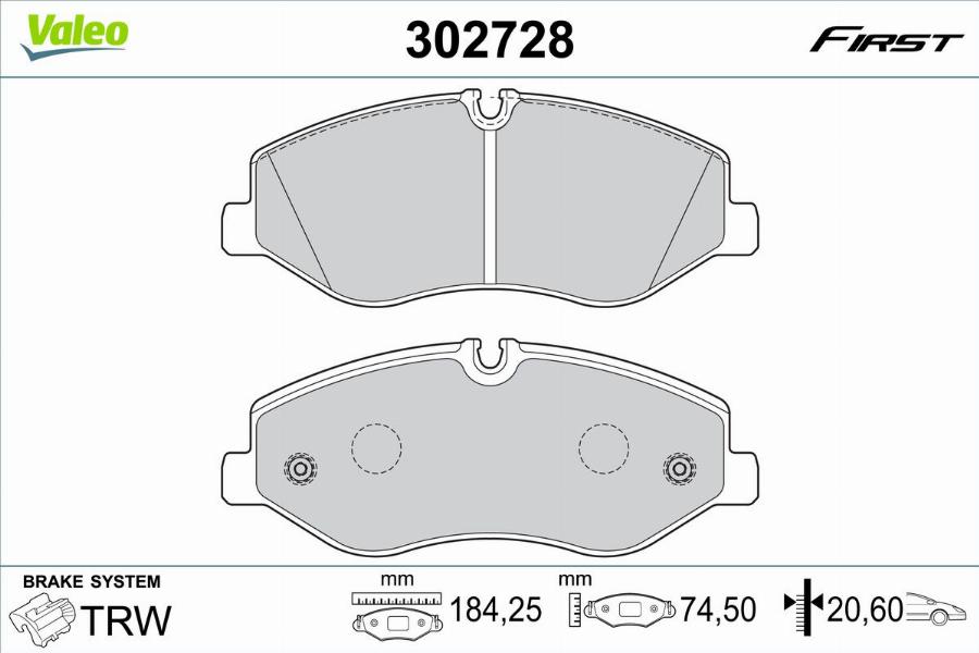 Valeo 302728 - Kit pastiglie freno, Freno a disco www.autoricambit.com