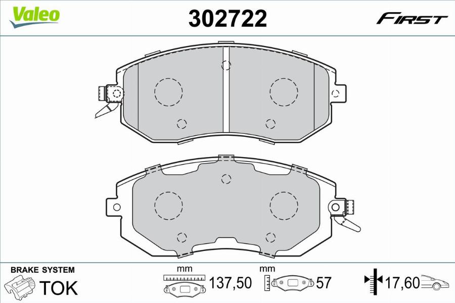 Valeo 302722 - Kit pastiglie freno, Freno a disco www.autoricambit.com