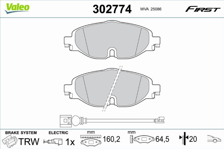 Valeo 302774 - Kit pastiglie freno, Freno a disco www.autoricambit.com