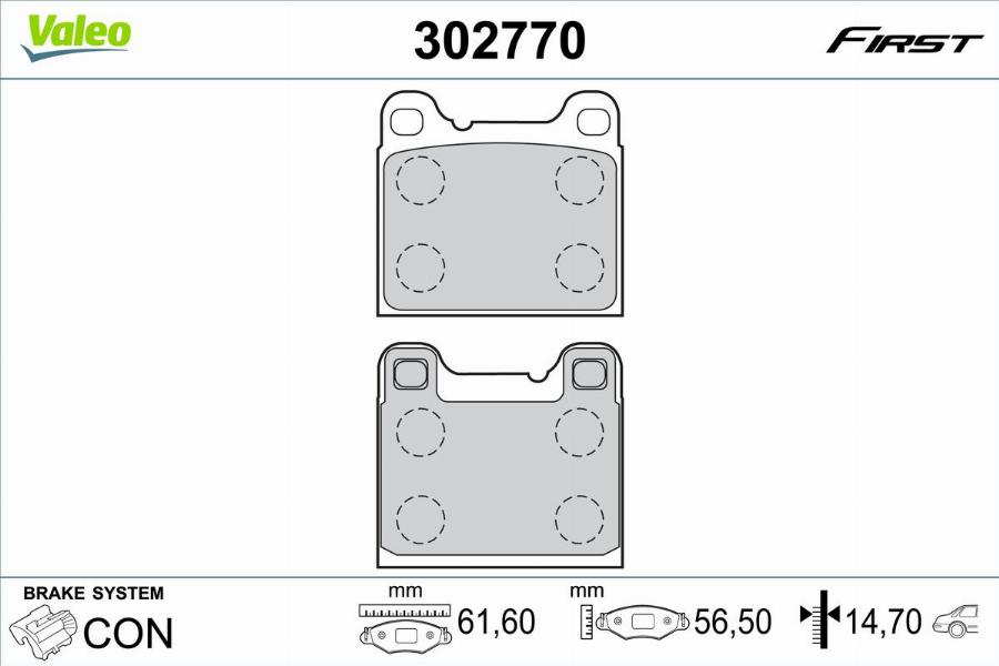 Valeo 302770 - Kit pastiglie freno, Freno a disco www.autoricambit.com