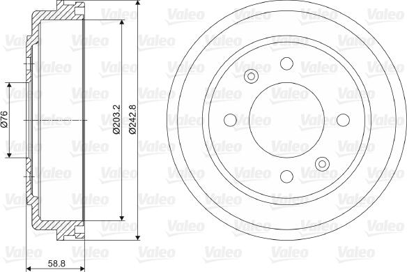 Valeo 237055 - Tamburo freno www.autoricambit.com