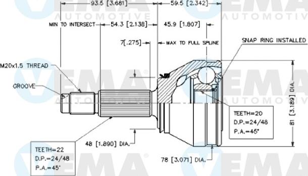 VEMA 18401 - Kit giunti, Semiasse www.autoricambit.com