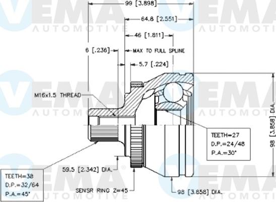 VEMA 18550 - Kit giunti, Semiasse www.autoricambit.com