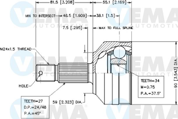 VEMA 18614 - Kit giunti, Semiasse www.autoricambit.com