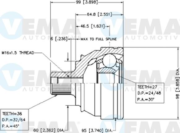 VEMA 18632 - Kit giunti, Semiasse www.autoricambit.com