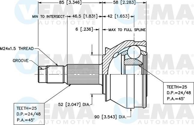 VEMA 18255 - Kit giunti, Semiasse www.autoricambit.com