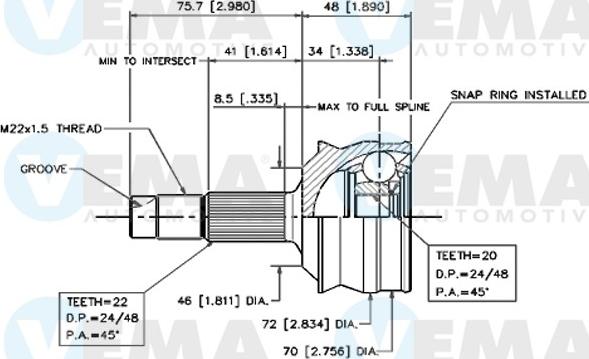 VEMA 18257 - Kit giunti, Semiasse www.autoricambit.com