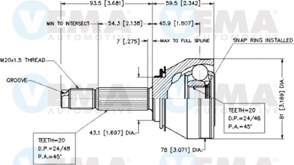 VEMA 18200 - Kit giunti, Semiasse www.autoricambit.com