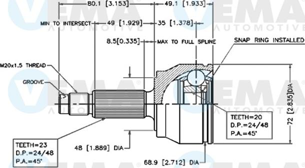 VEMA 18214 - Kit giunti, Semiasse www.autoricambit.com