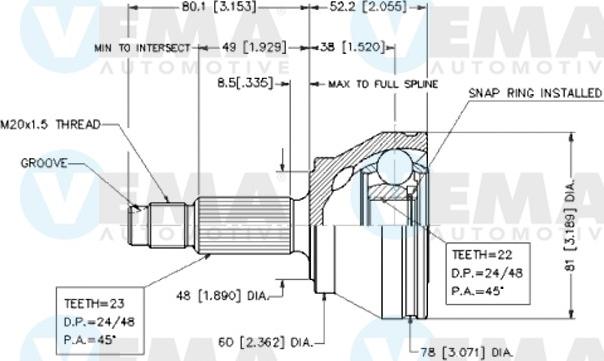 VEMA 18216 - Kit giunti, Semiasse www.autoricambit.com