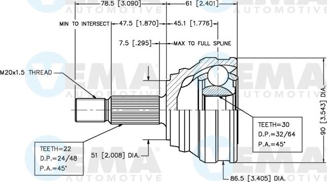 VEMA 18234 - Kit giunti, Semiasse www.autoricambit.com