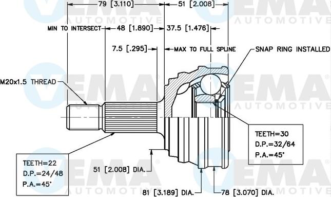 VEMA 18230 - Kit giunti, Semiasse www.autoricambit.com