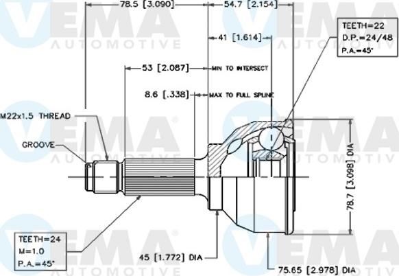 VEMA 18274 - Kit giunti, Semiasse www.autoricambit.com