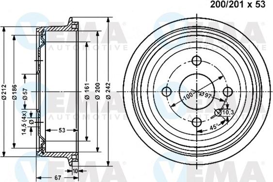 VEMA 800992 - Tamburo freno www.autoricambit.com