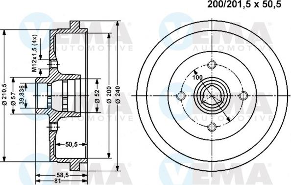 VEMA 800975 - Tamburo freno www.autoricambit.com