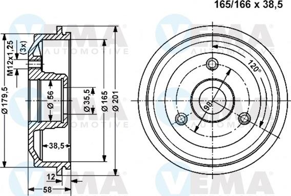 VEMA 800842 - Tamburo freno www.autoricambit.com