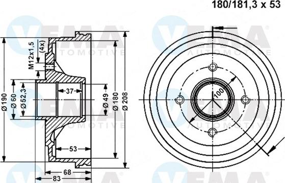 VEMA 800833 - Tamburo freno www.autoricambit.com