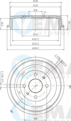 VEMA 801499 - Tamburo freno www.autoricambit.com