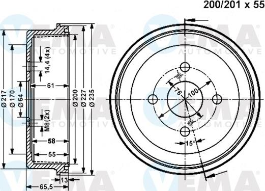 VEMA 801075 - Tamburo freno www.autoricambit.com